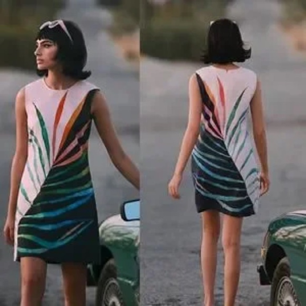 Anthropologie Conditions Apply Palm Frond Shift Mini Dress PXXS